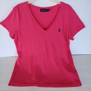 Polo Ralph Lauren Women's V-Neck Medium Pink Short-Sleeved T-Shirt